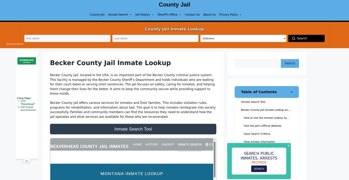 Preview of becker.countyjail.org