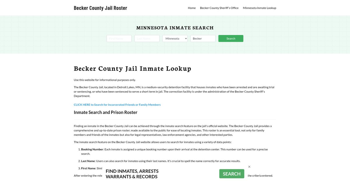 Preview of beckercountyjail.org