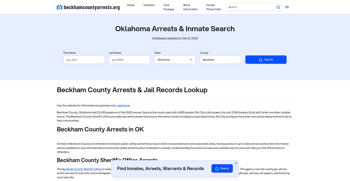 Preview of beckhamcountyarrests.org