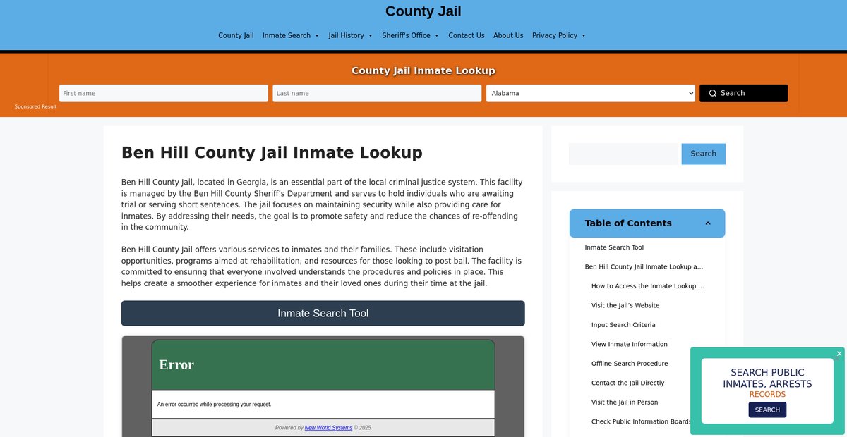 Preview of ben-hill.countyjail.org
