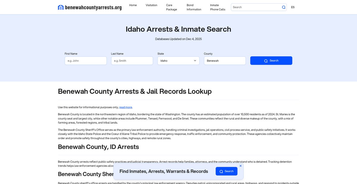 Preview of benewahcountyarrests.org