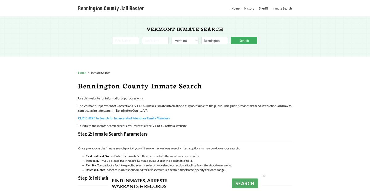 Preview of benningtoncountyjail.org