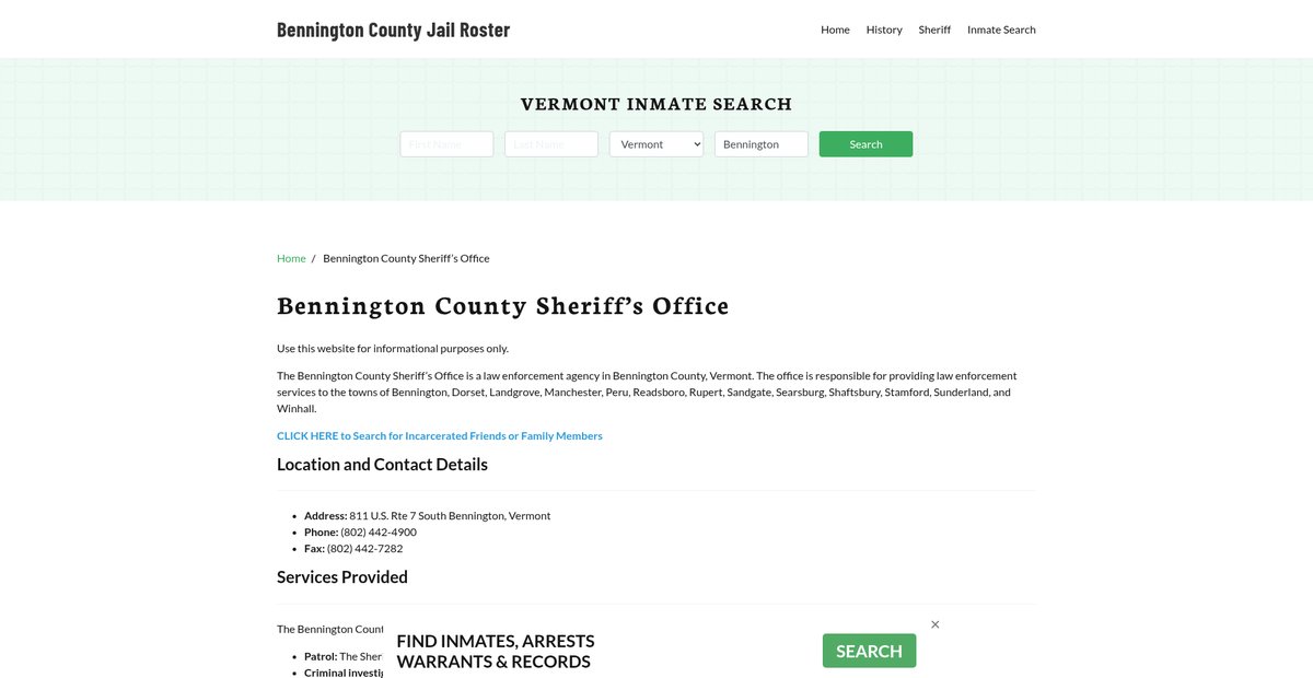 Preview of benningtoncountyjail.org