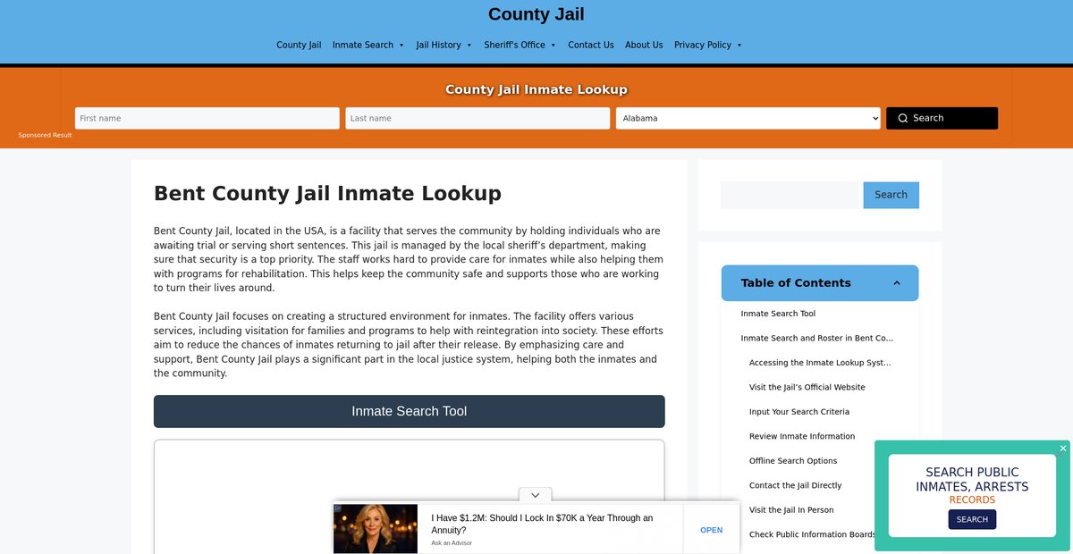 Preview of bent.countyjail.org