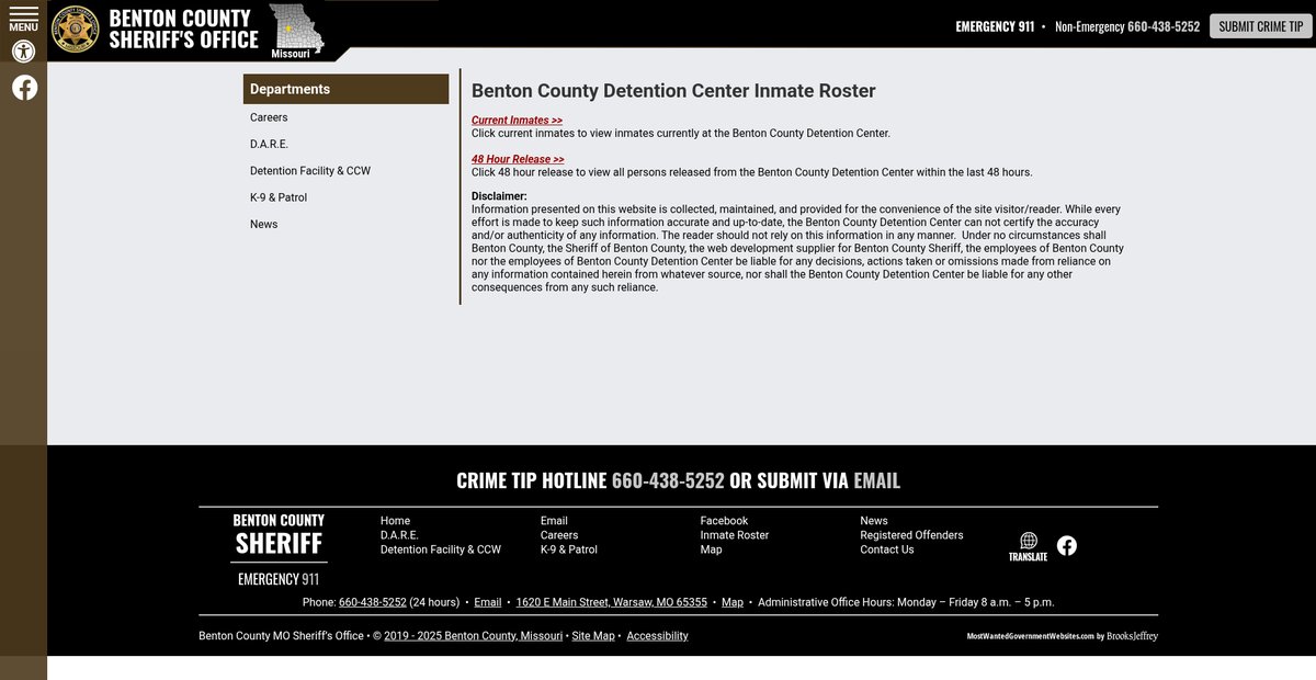 Preview of bentoncountysheriffmo.org