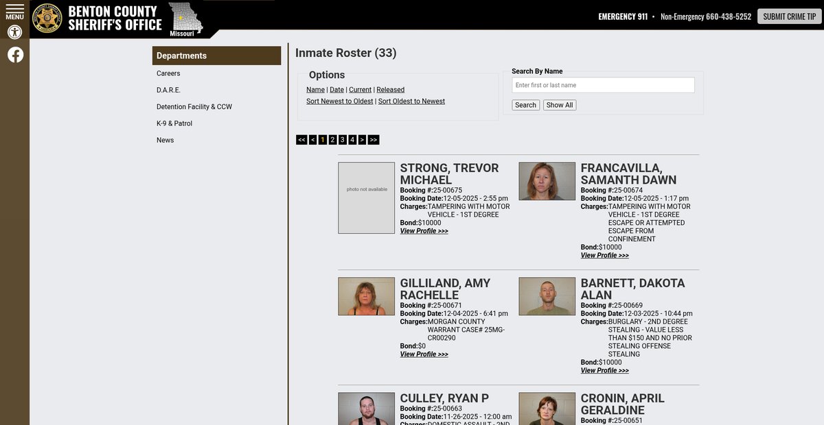 Preview of bentoncountysheriffmo.org