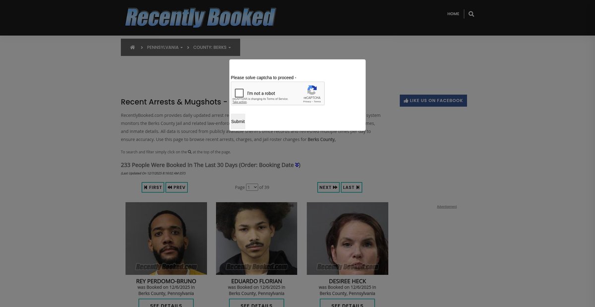 Preview of recentlybooked.com