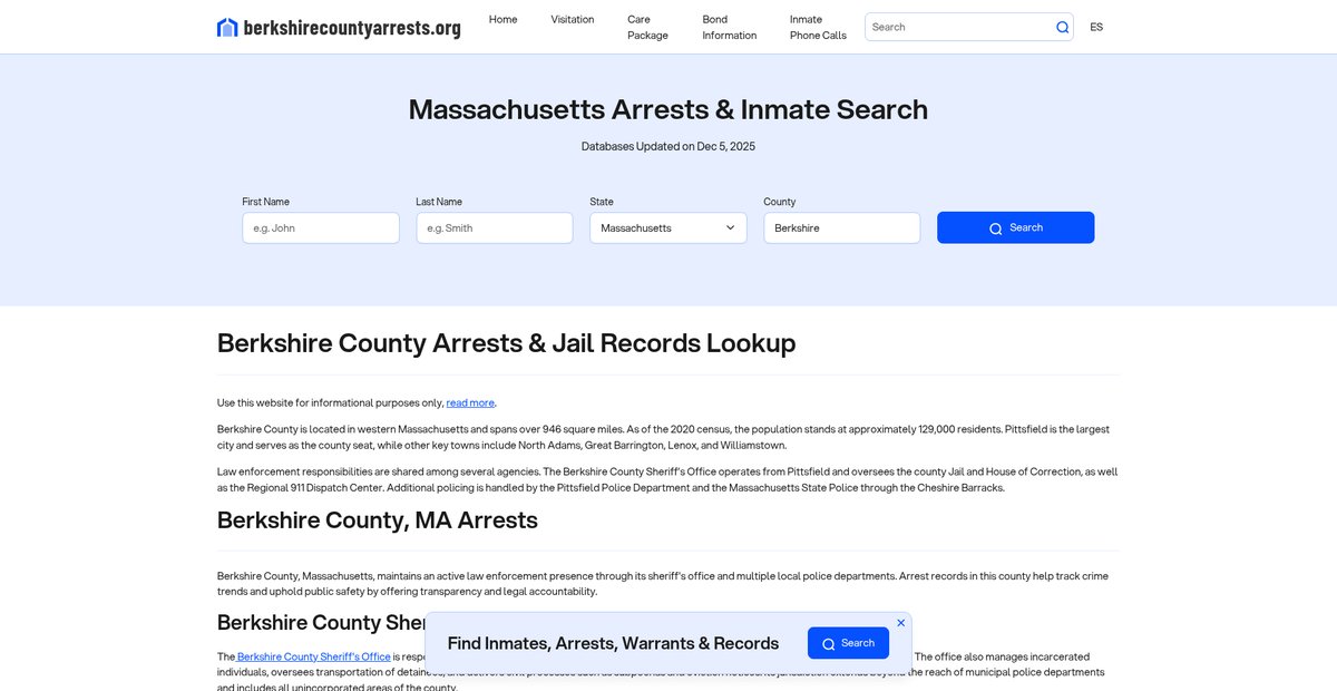 Preview of berkshirecountyarrests.org
