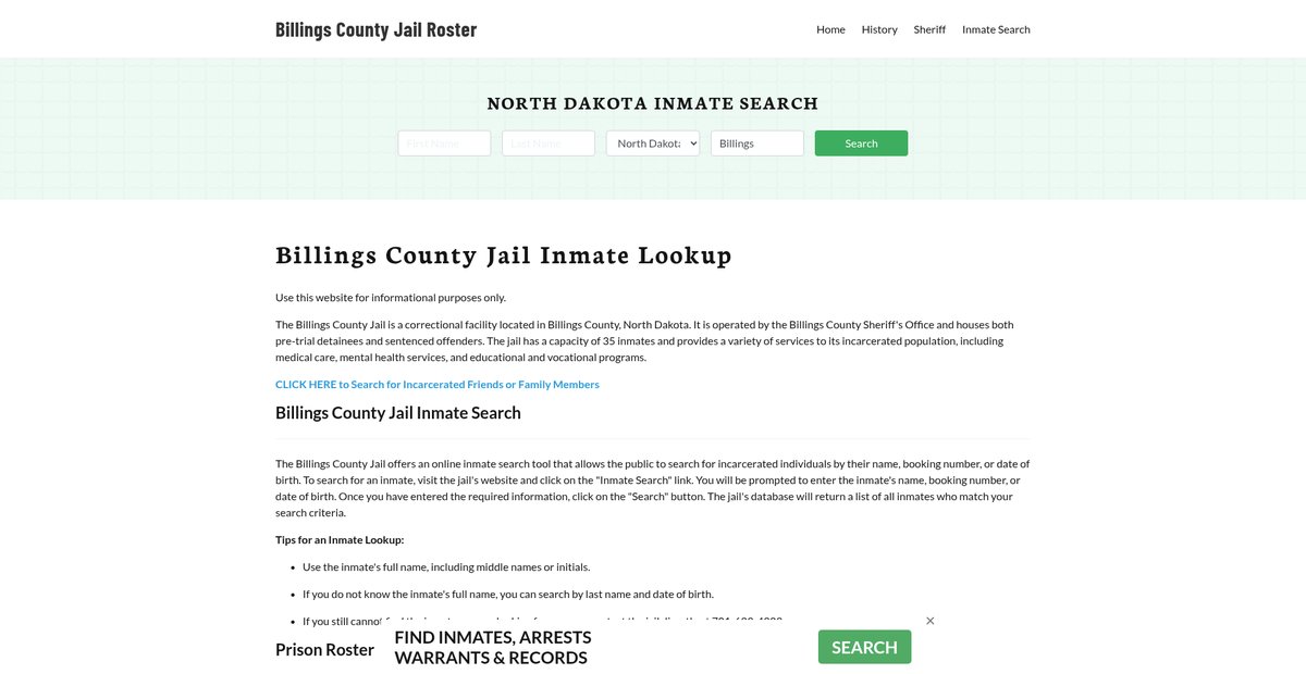 Preview of billingscountyjail.org
