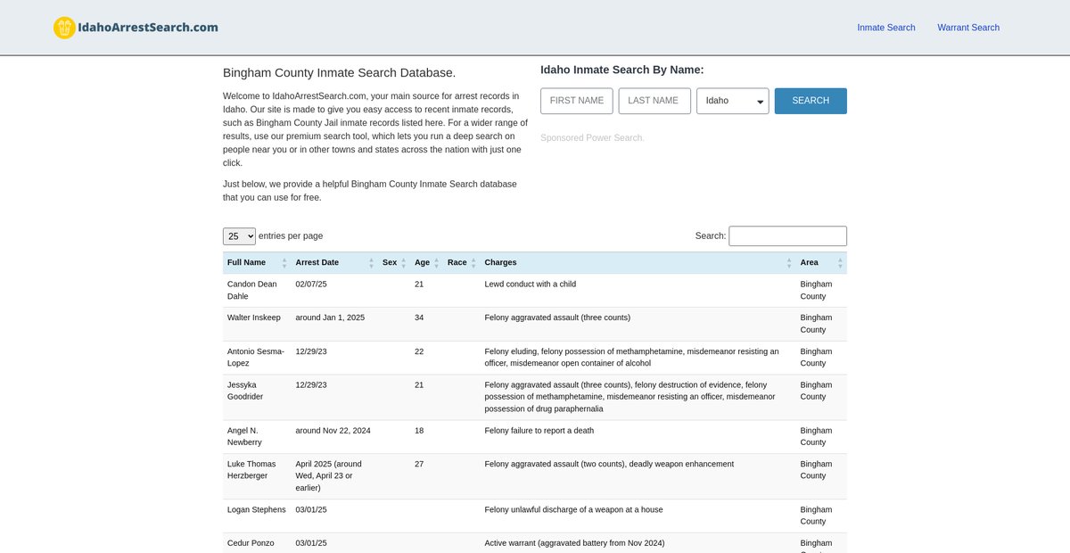 Preview of idahoarrestsearch.com