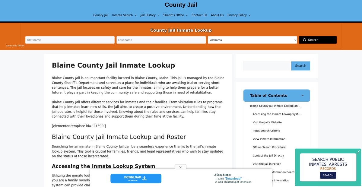 Preview of blaine.countyjail.org