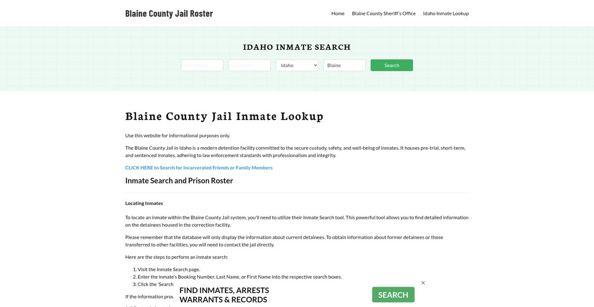 Preview of blainecountyjail.org