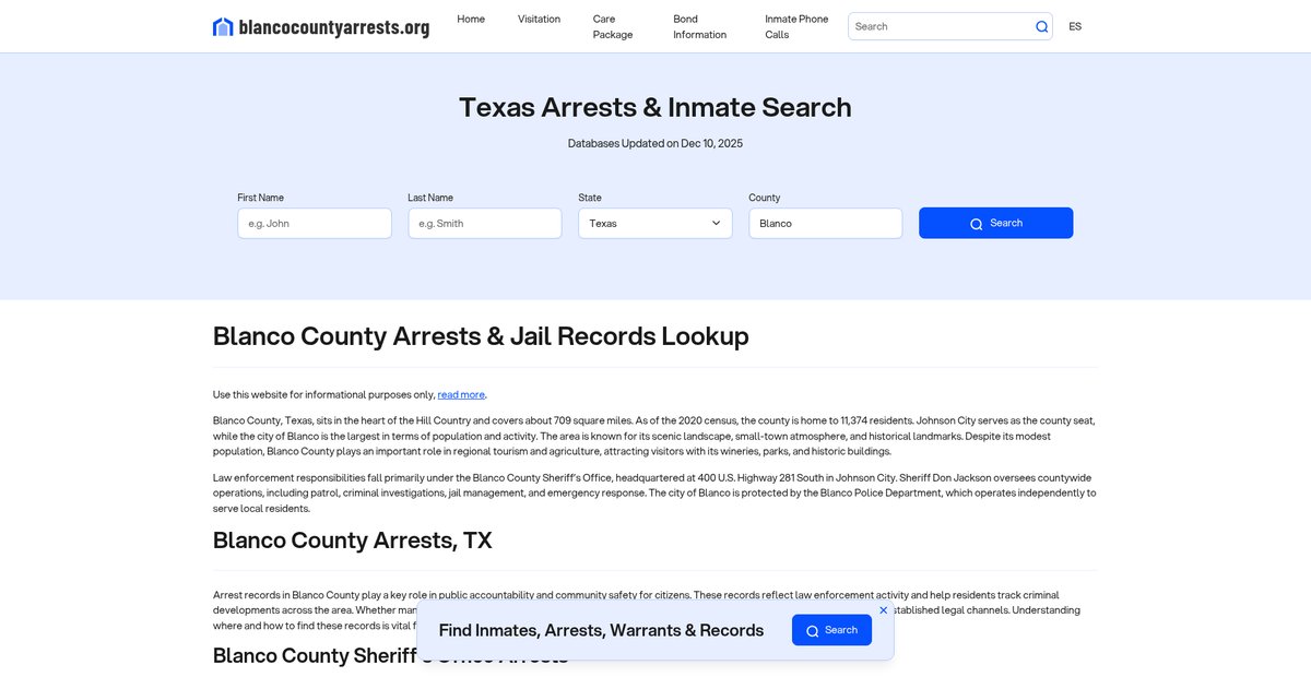 Preview of blancocountyarrests.org