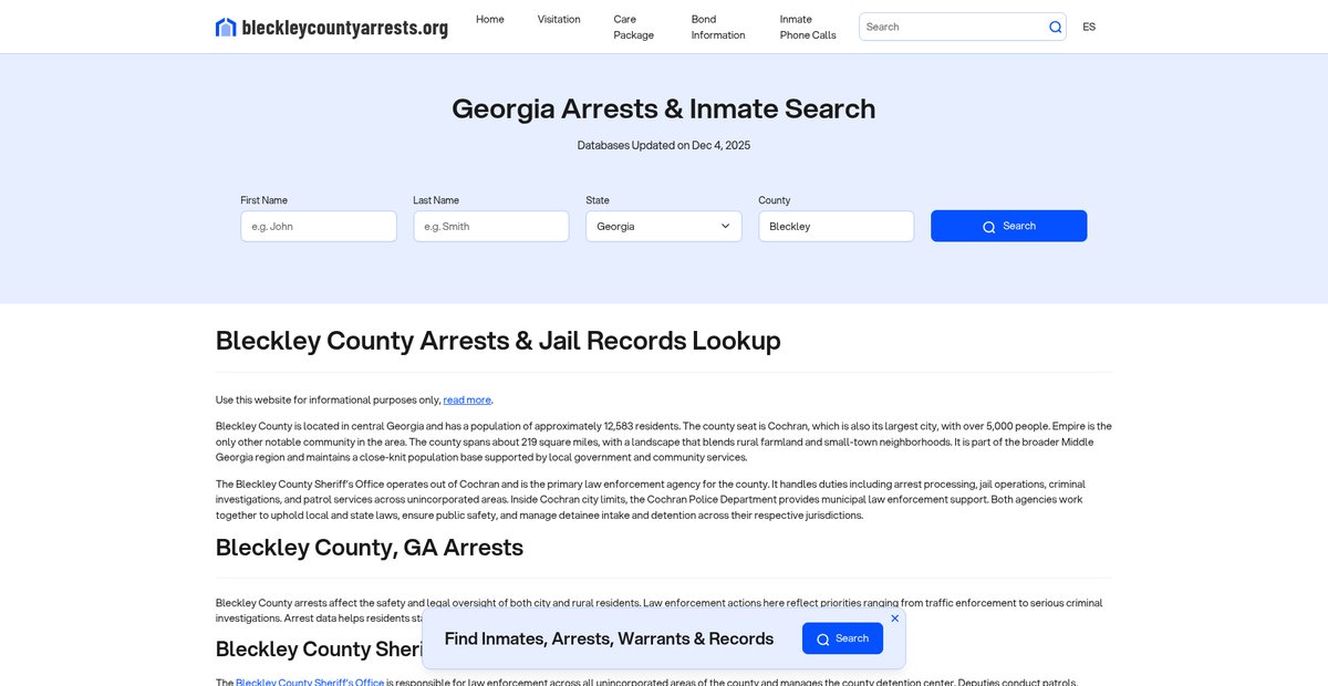 Preview of bleckleycountyarrests.org