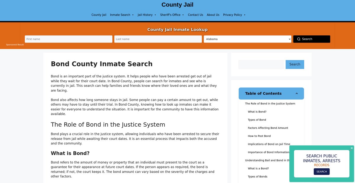 Preview of bond-inmate-search.countyjail.org