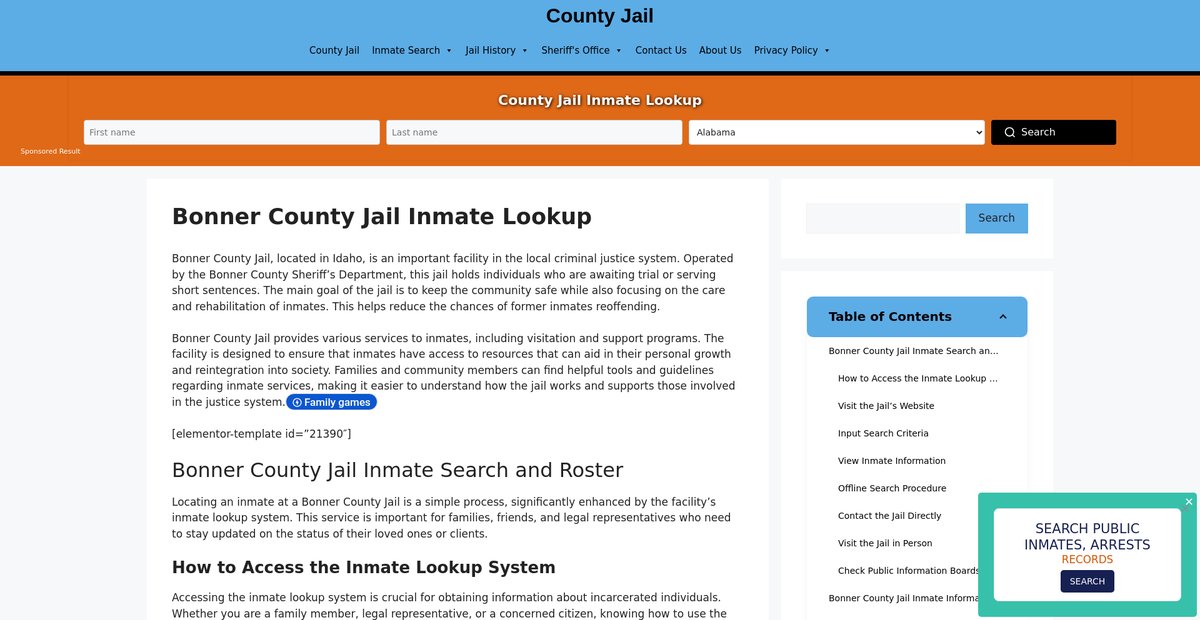 Preview of bonner.countyjail.org