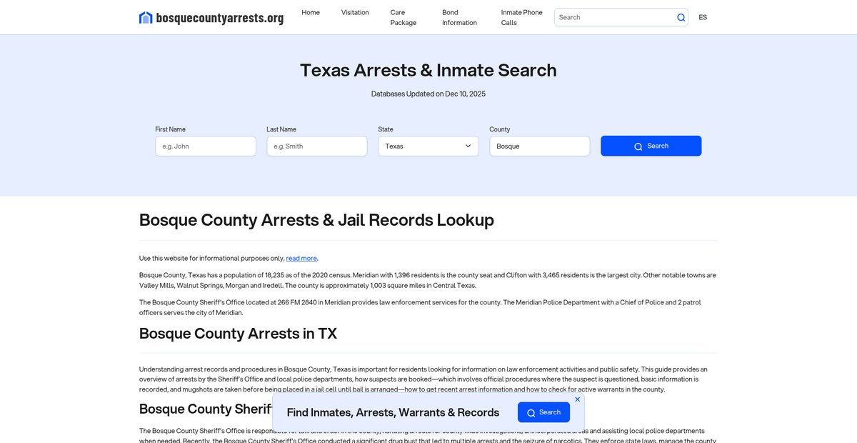 Preview of bosquecountyarrests.org