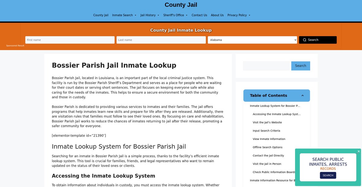 Preview of bossier-parish.countyjail.org