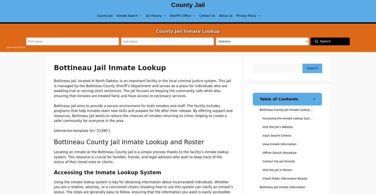 Preview of bottineau.countyjail.org