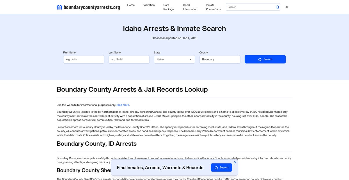 Preview of boundarycountyarrests.org