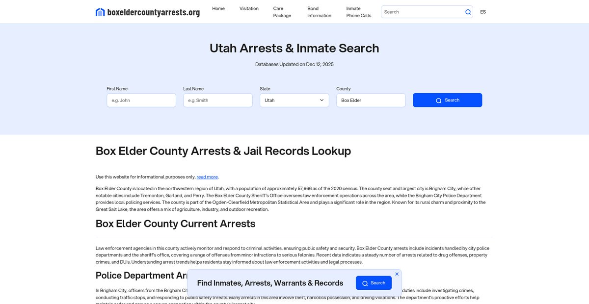 Preview of boxeldercountyarrests.org