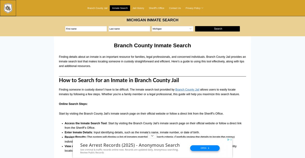 Preview of branchcountyjails.org