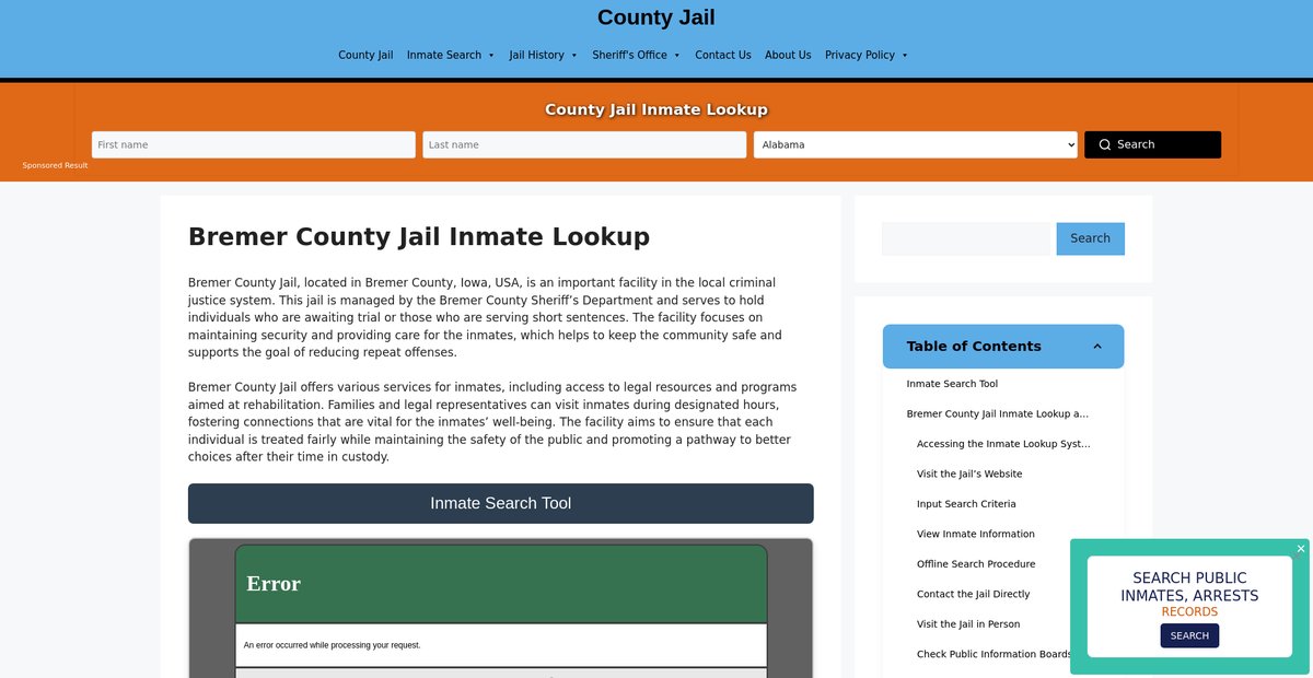 Preview of bremer.countyjail.org