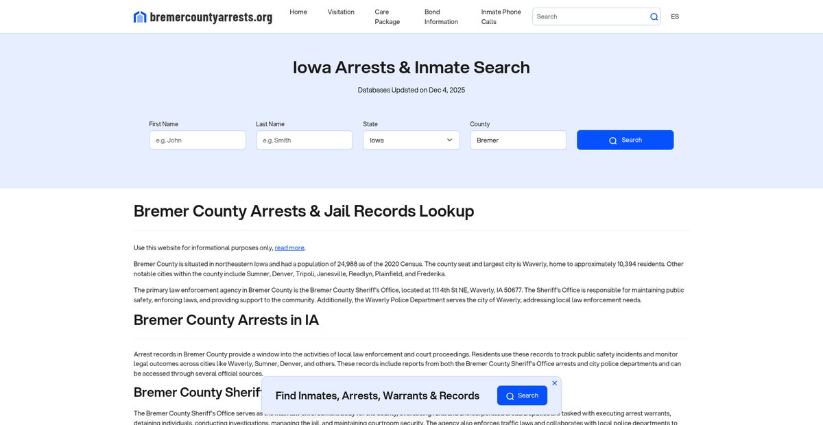 Preview of bremercountyarrests.org