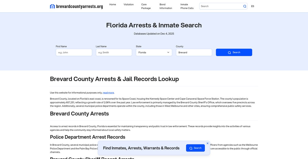 Preview of brevardcountyarrests.org