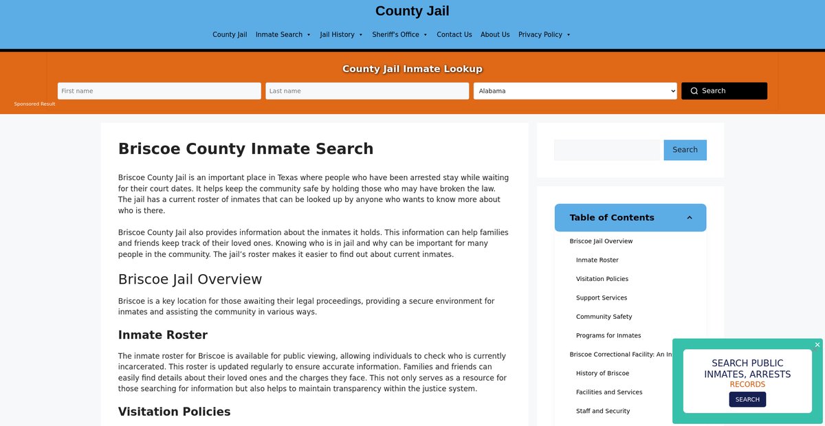 Preview of briscoe-inmate-search.countyjail.org