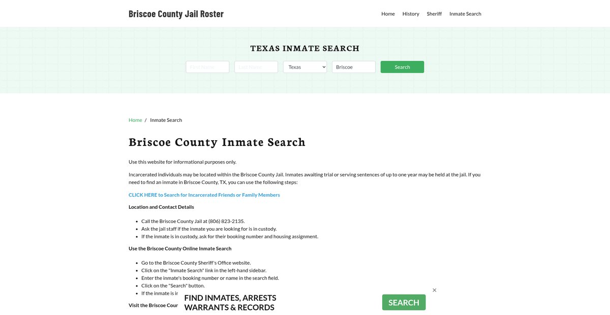 Preview of briscoecountyjail.org