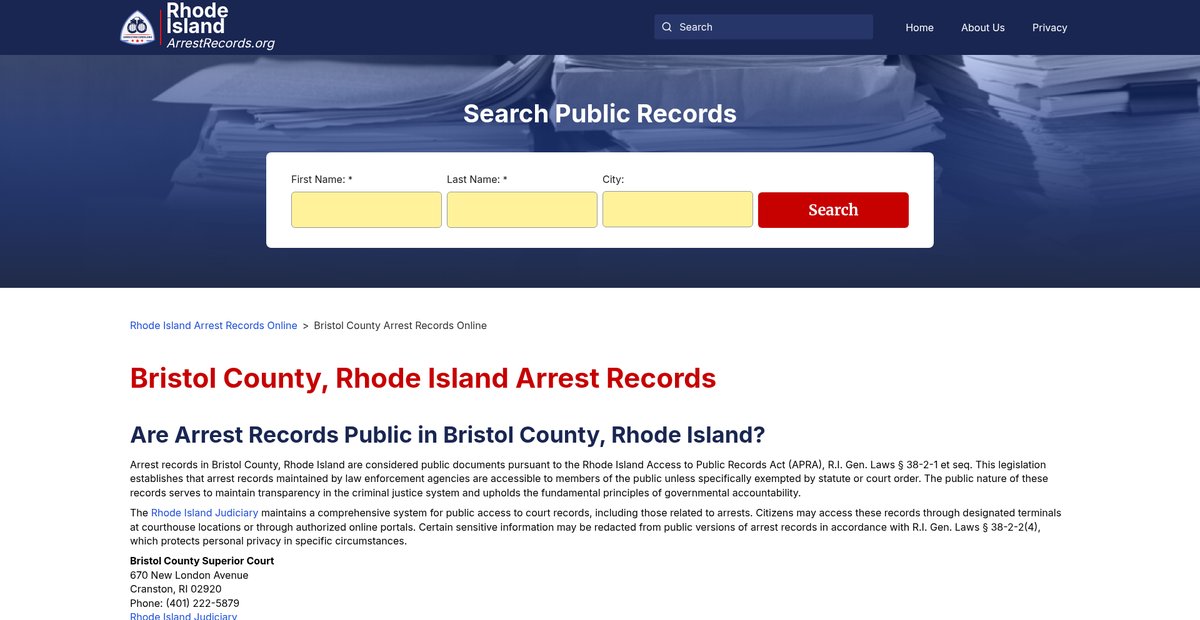 Preview of rhodeislandarrestrecords.org