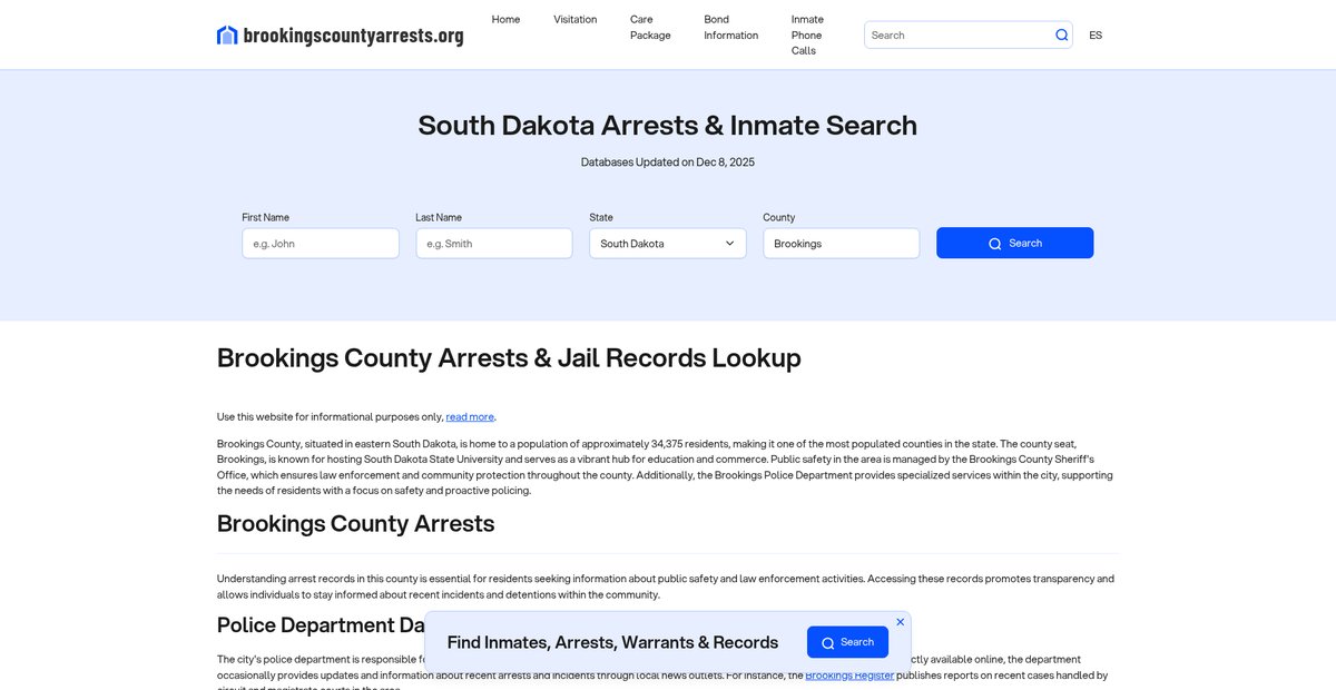 Preview of brookingscountyarrests.org