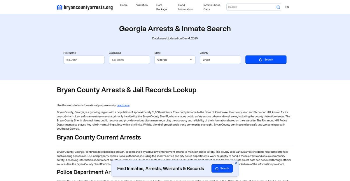 Preview of bryancountyarrests.org