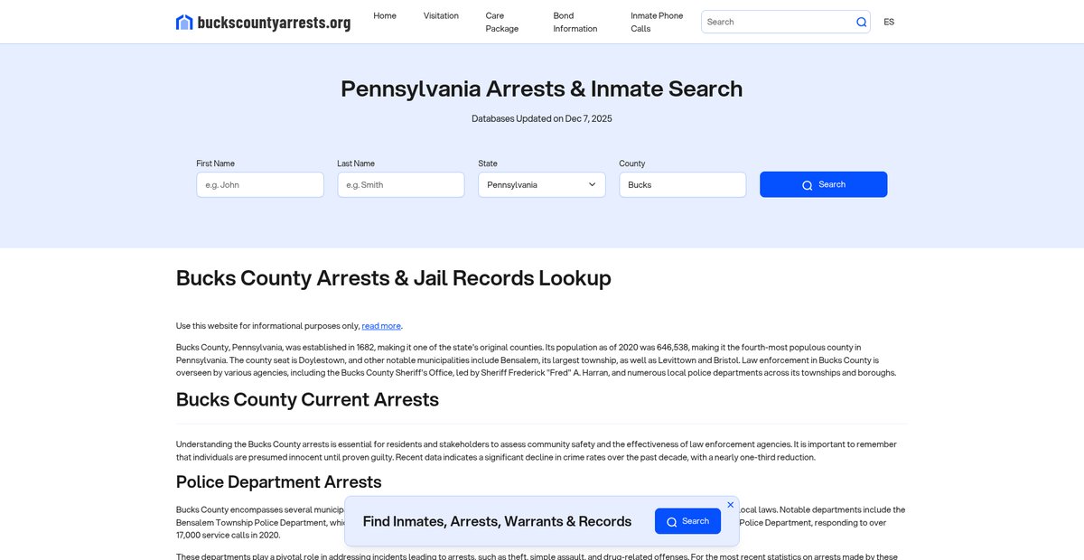 Preview of buckscountyarrests.org