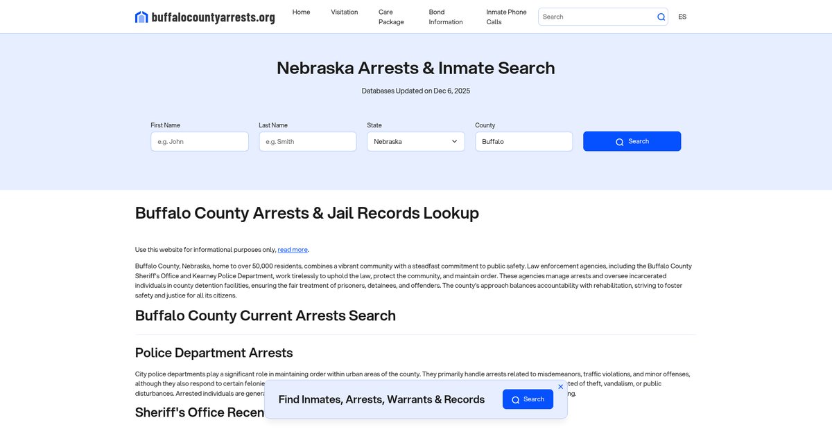 Preview of buffalocountyarrests.org