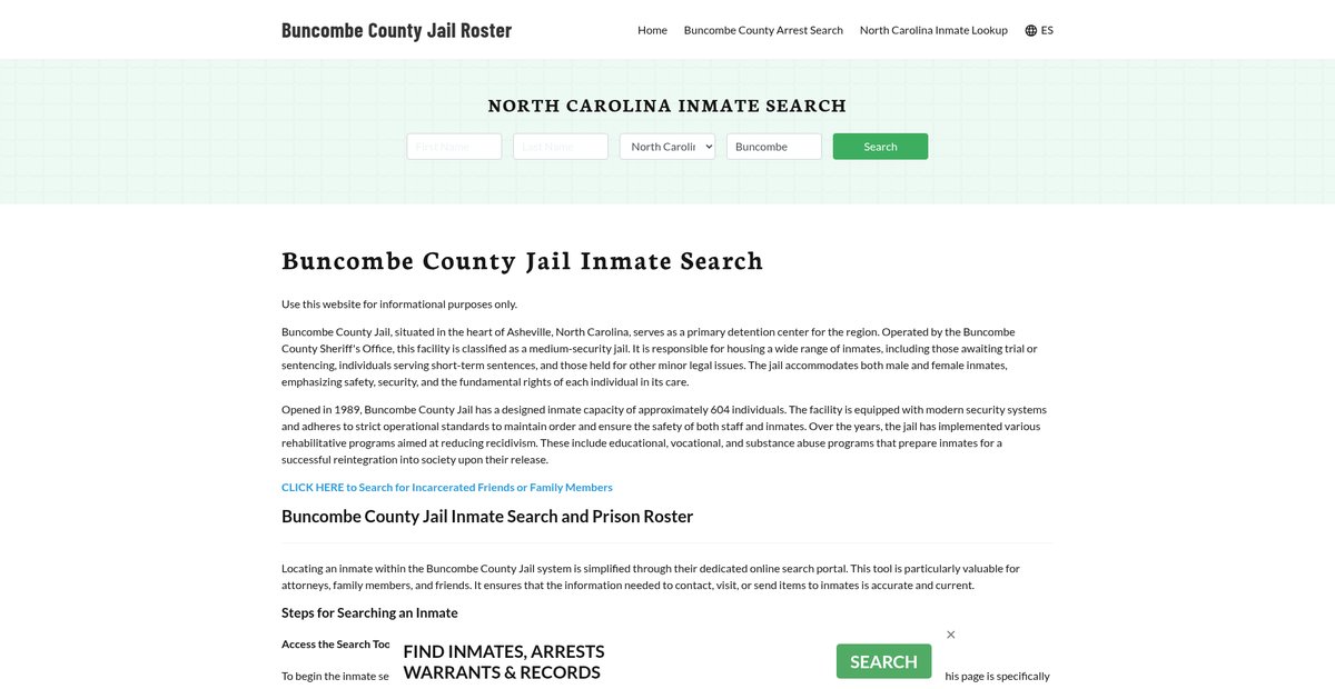 Preview of buncombecountyjail.org