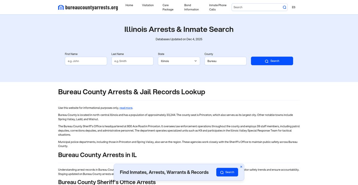 Preview of bureaucountyarrests.org