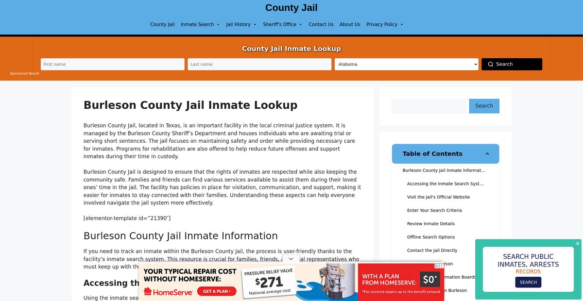 Preview of burleson.countyjail.org