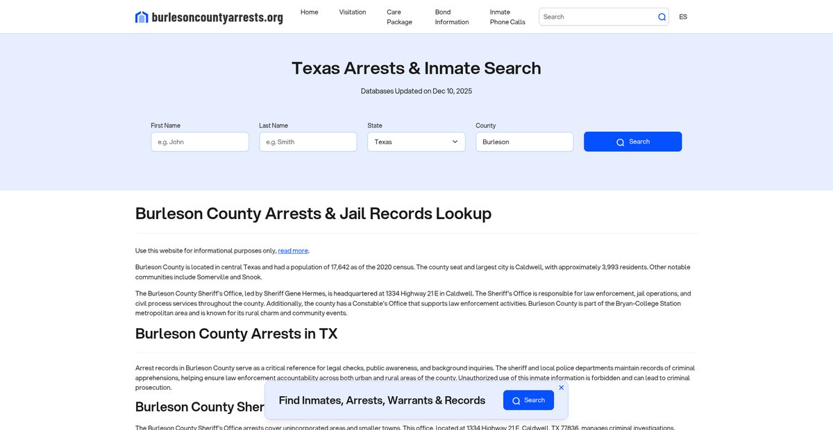 Preview of burlesoncountyarrests.org