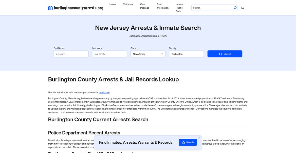 Preview of burlingtoncountyarrests.org