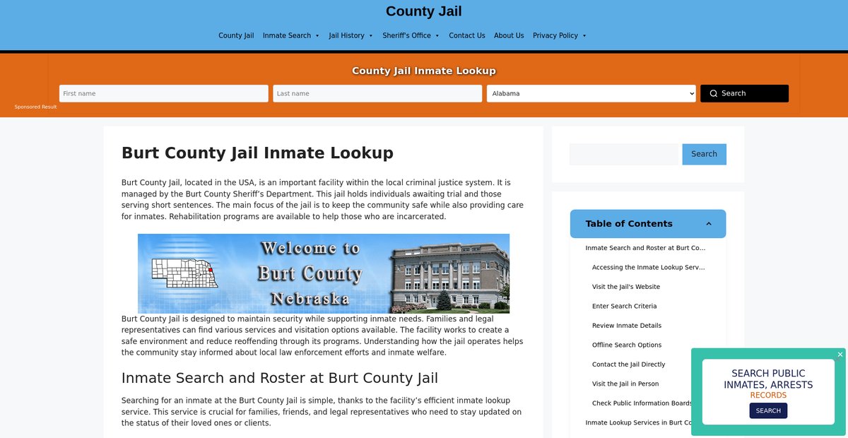 Preview of burt.countyjail.org