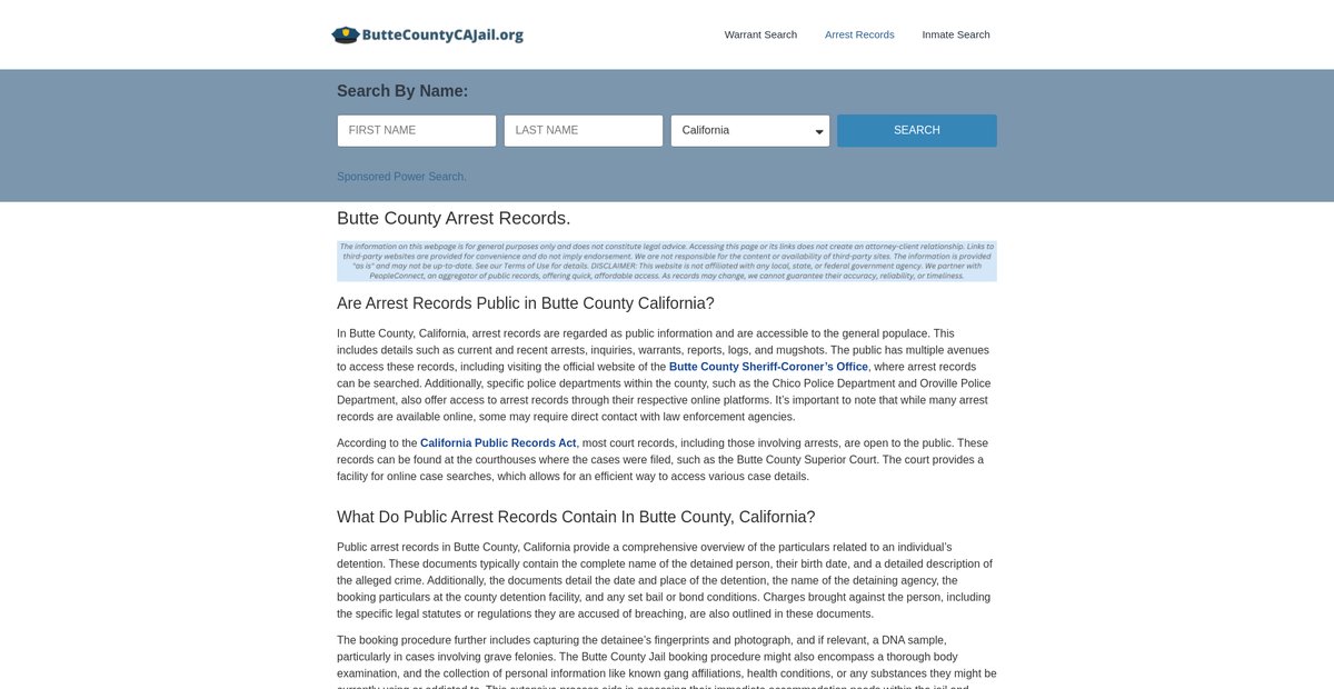 Preview of buttecountycajail.org