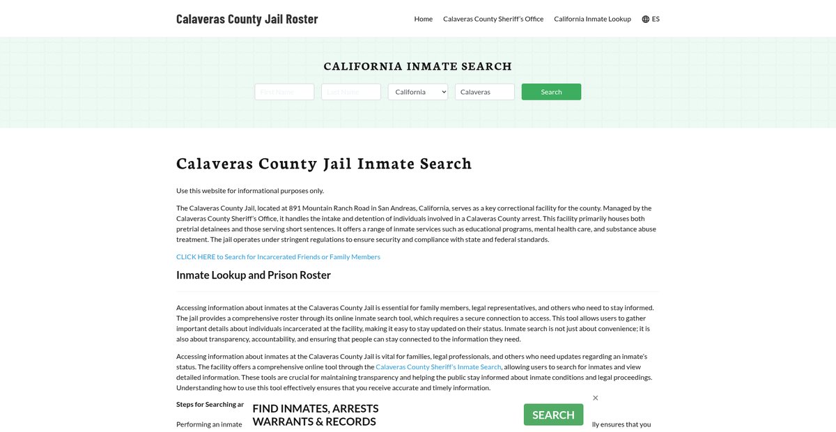 Preview of calaverascountyjail.org