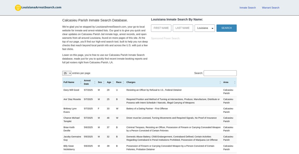 Preview of louisianaarrestsearch.com