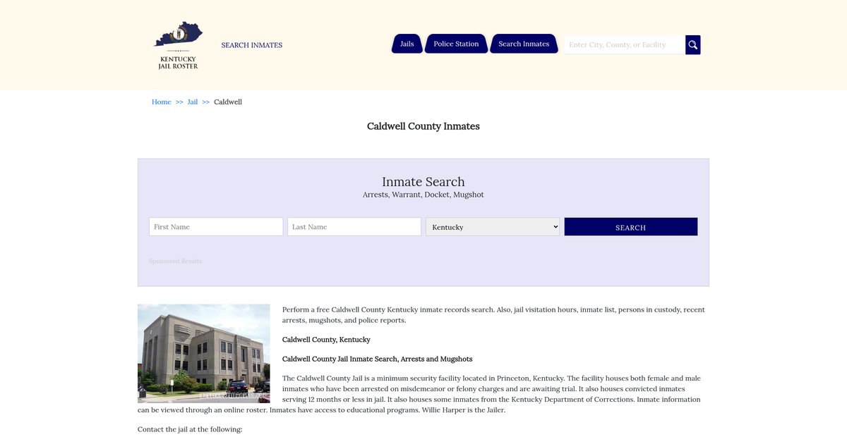 Preview of kentuckyjailroster.com