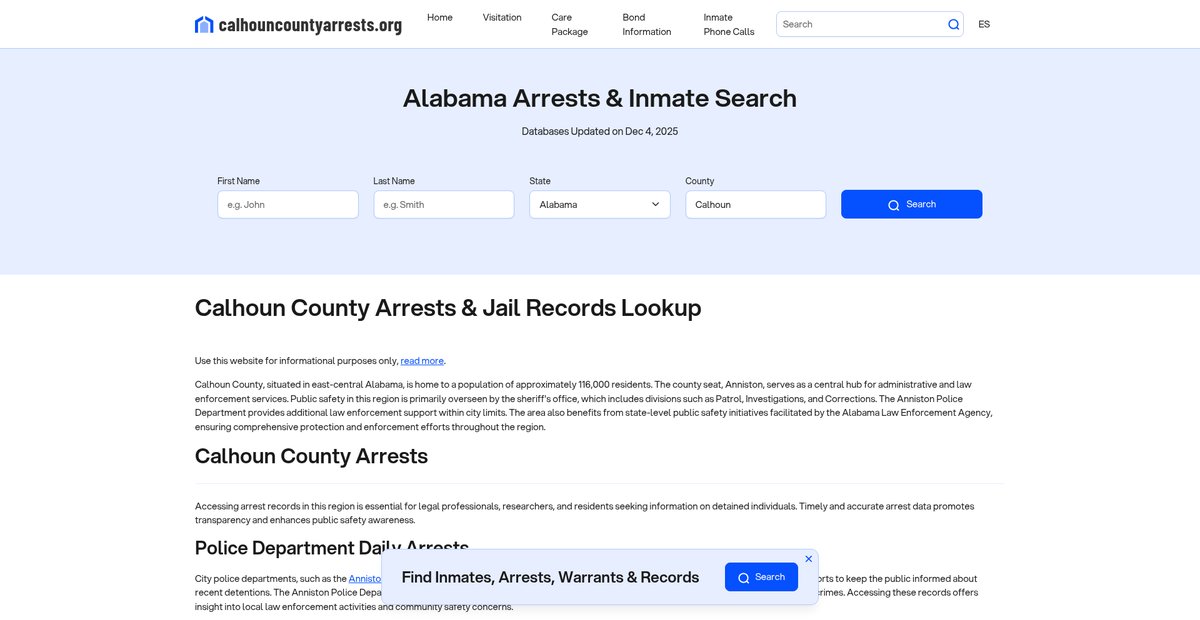 Preview of calhouncountyarrests.org