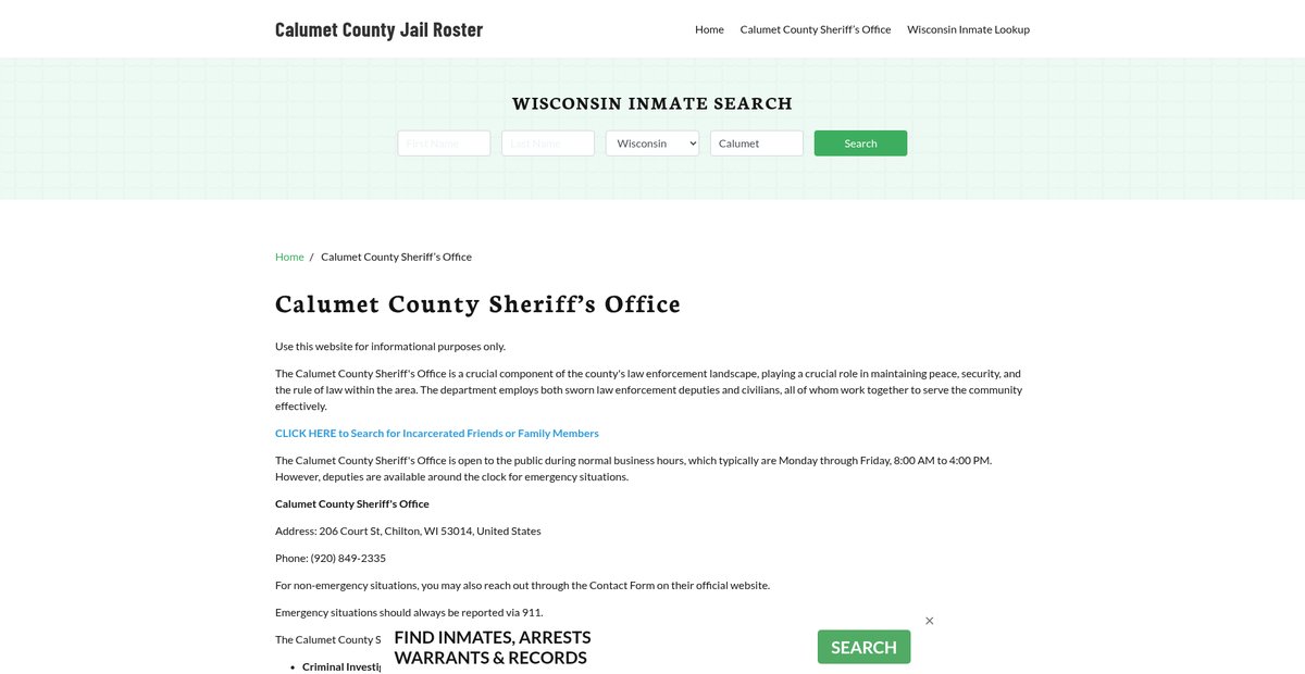 Preview of calumetcountyjail.org