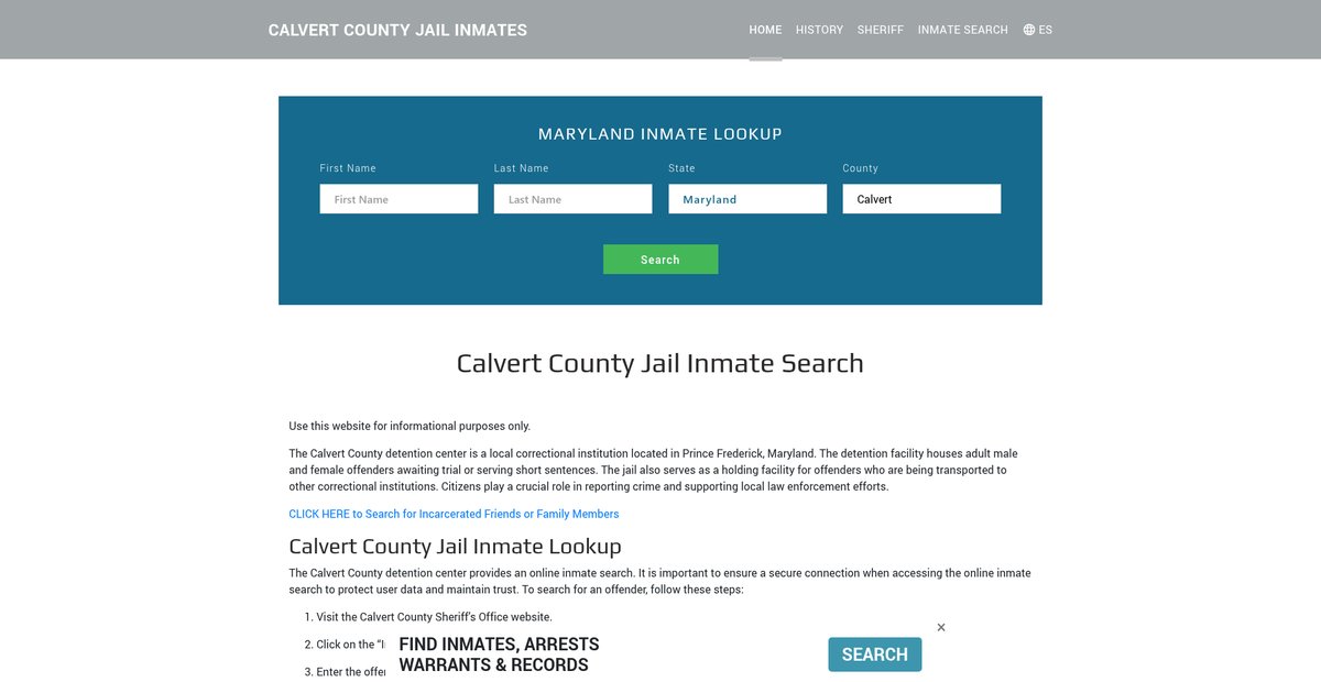 Preview of calvertjailroster.org