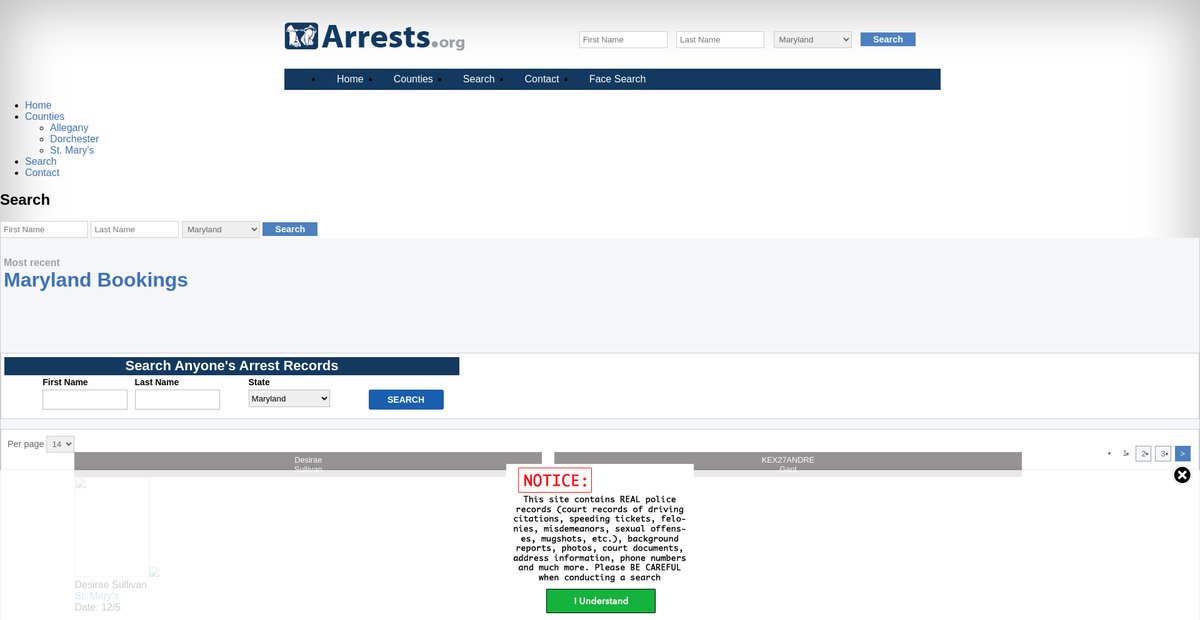 Preview of maryland.arrests.org